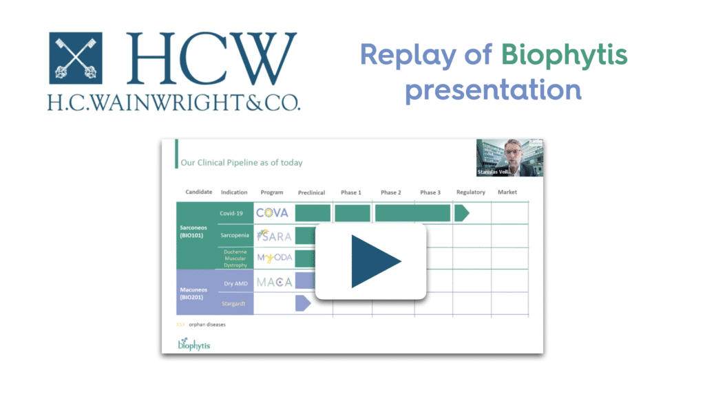 Replay of Biophytis' presentation at the 25th annual H.C. Wainwright Global Investment Conference